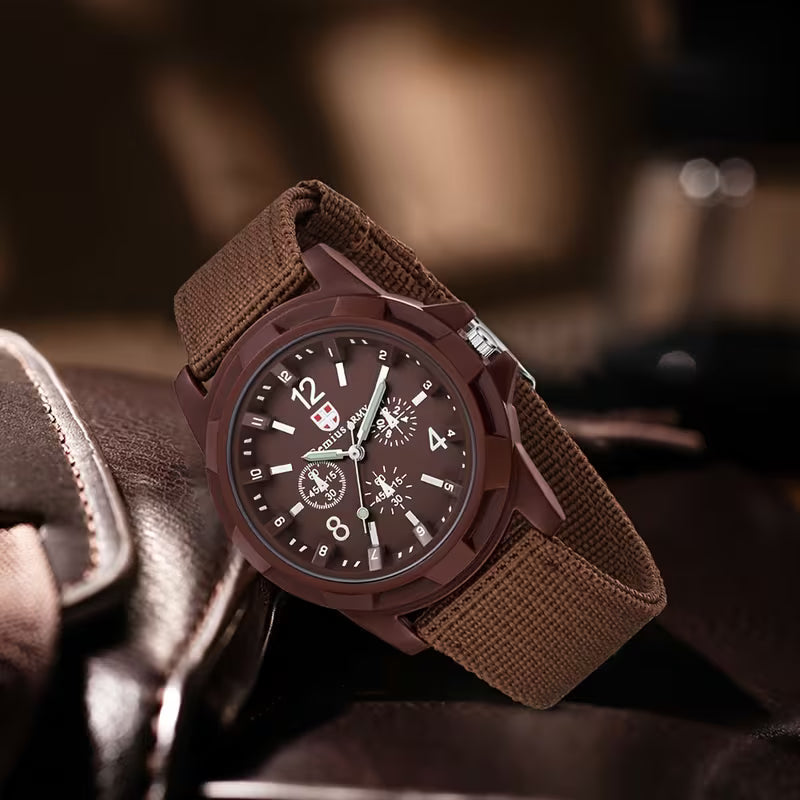 ⌚🔥 Set of 2 Men’s Casual Quartz Watches – Canvas Strap Analog Watch with Digital-Style Dial | Versatile Everyday Wristwatch Set