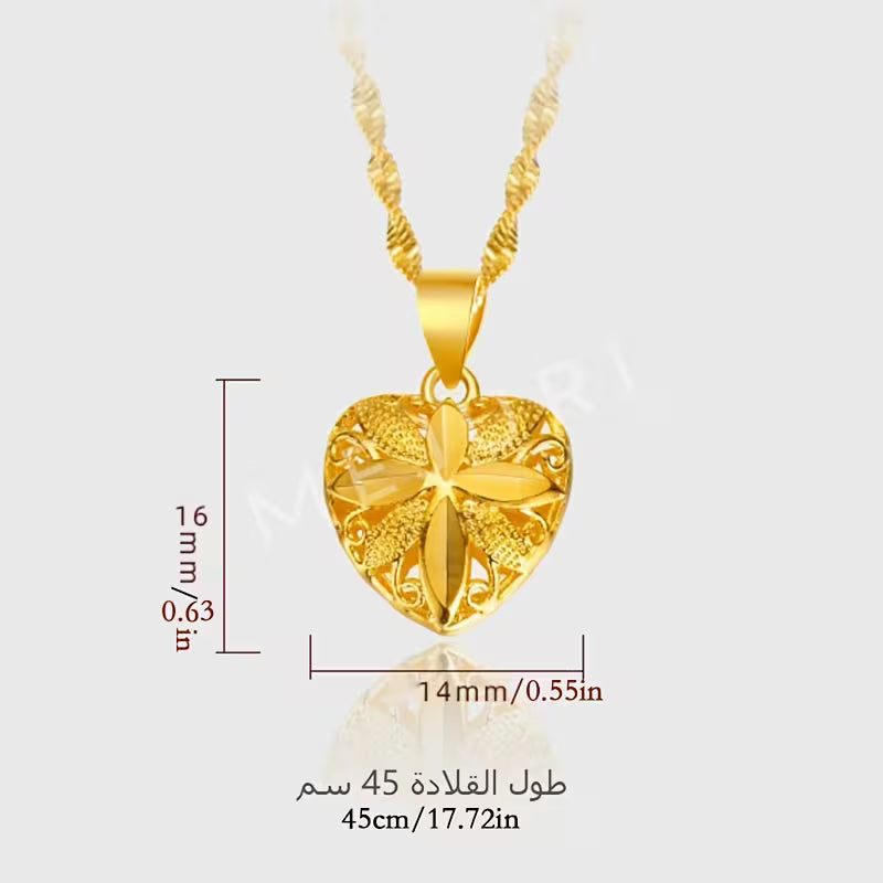 💛 18K Gold-Plated 3D Heart Necklace – Elegant Heart-Shaped Pendant for Everyday Wear | Perfect Gift for Ramadan & Valentine’s Day 💖