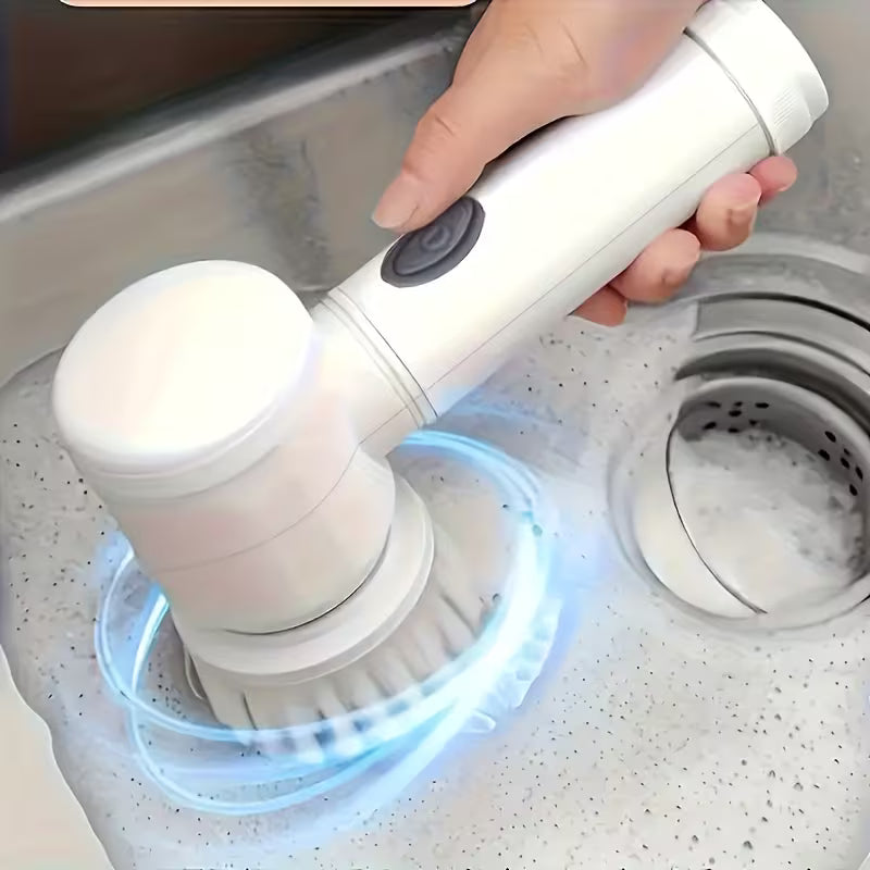 🧼⚡ 5-in-1 Electric Spin Scrubber – Cordless Handheld Power Cleaning Brush with 5 Replaceable Heads for Bathroom, Kitchen & Shoes
