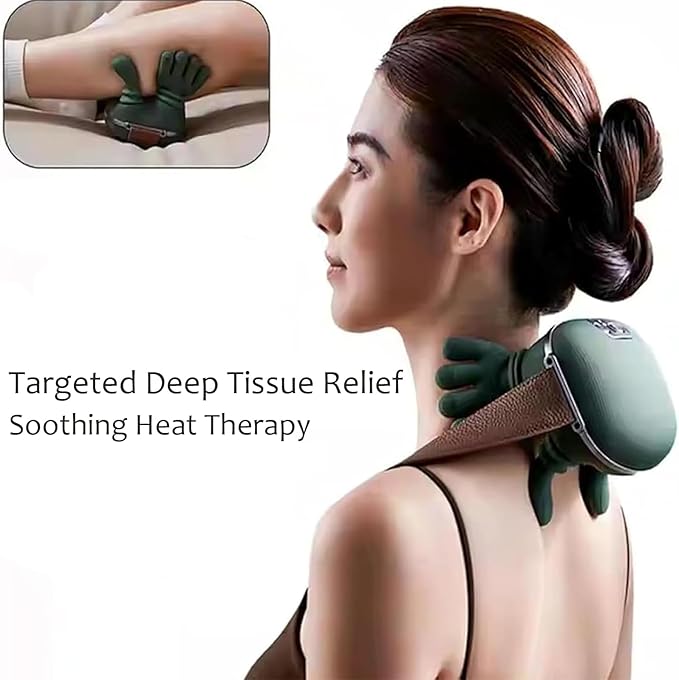 💆‍♂️🔥 USB Electric Massager with Heating & 6D Hand Simulation – Portable Rechargeable Massage Device for Neck, Shoulders, Back & Legs