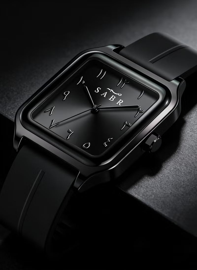 ⌚ SABA Urban Square Analog Watch – Minimalist Unisex Black Wristwatch with Silicone Strap | Modern Everyday Timepiece