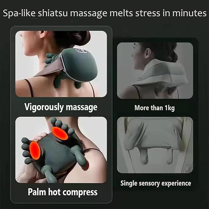 💆‍♂️🔥 USB Electric Massager with Heating & 6D Hand Simulation – Portable Rechargeable Massage Device for Neck, Shoulders, Back & Legs