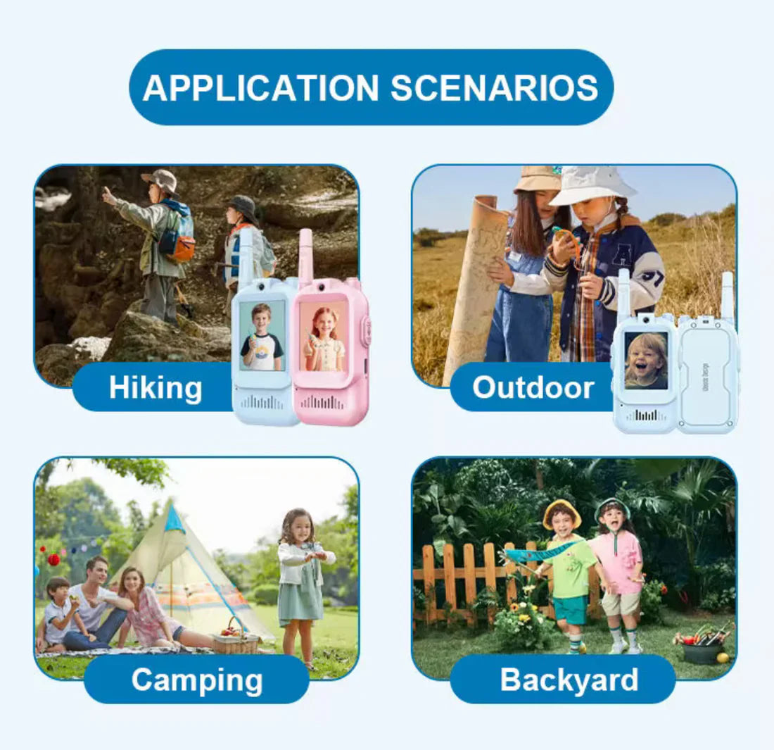 📷🎙️ Video Walkie Talkies for Kids 2 Pack(Blue&Pink) – HD Camera, Voice Changer, Screen Display & Two-Way Video Communication Toy