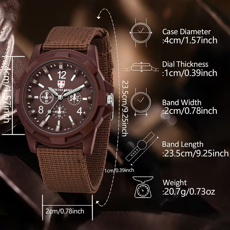 ⌚🔥 Set of 2 Men’s Casual Quartz Watches – Canvas Strap Analog Watch with Digital-Style Dial | Versatile Everyday Wristwatch Set