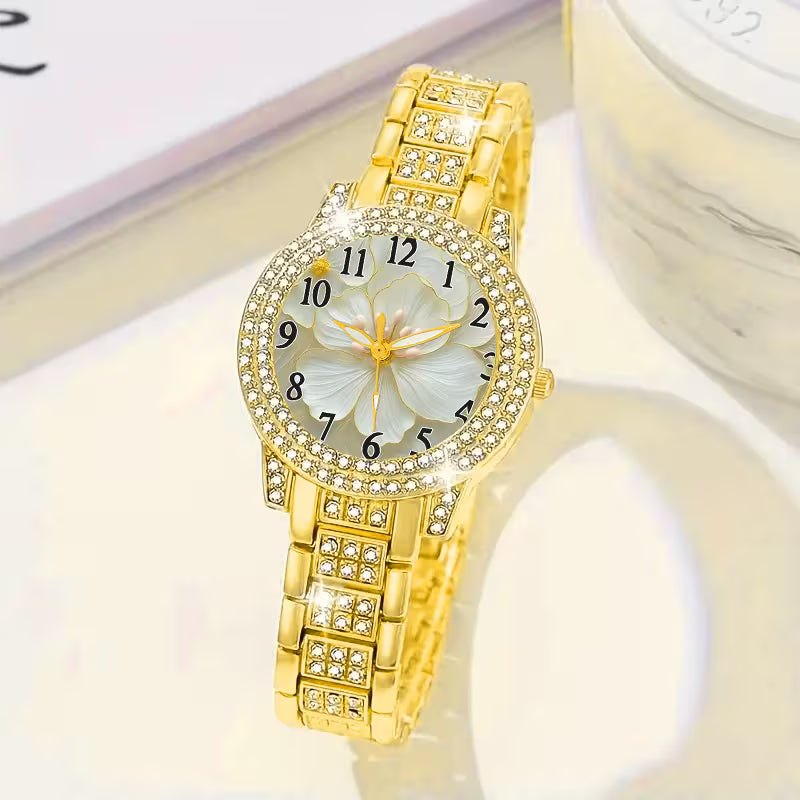 ⌚💎 6pcs Minimalist Quartz Watch & Jewelry Gift Set – Stainless Steel Shockproof Wristwatch with Matching Necklace, Earrings, Bracelet & Ring | Elegant Luxury Set for Women