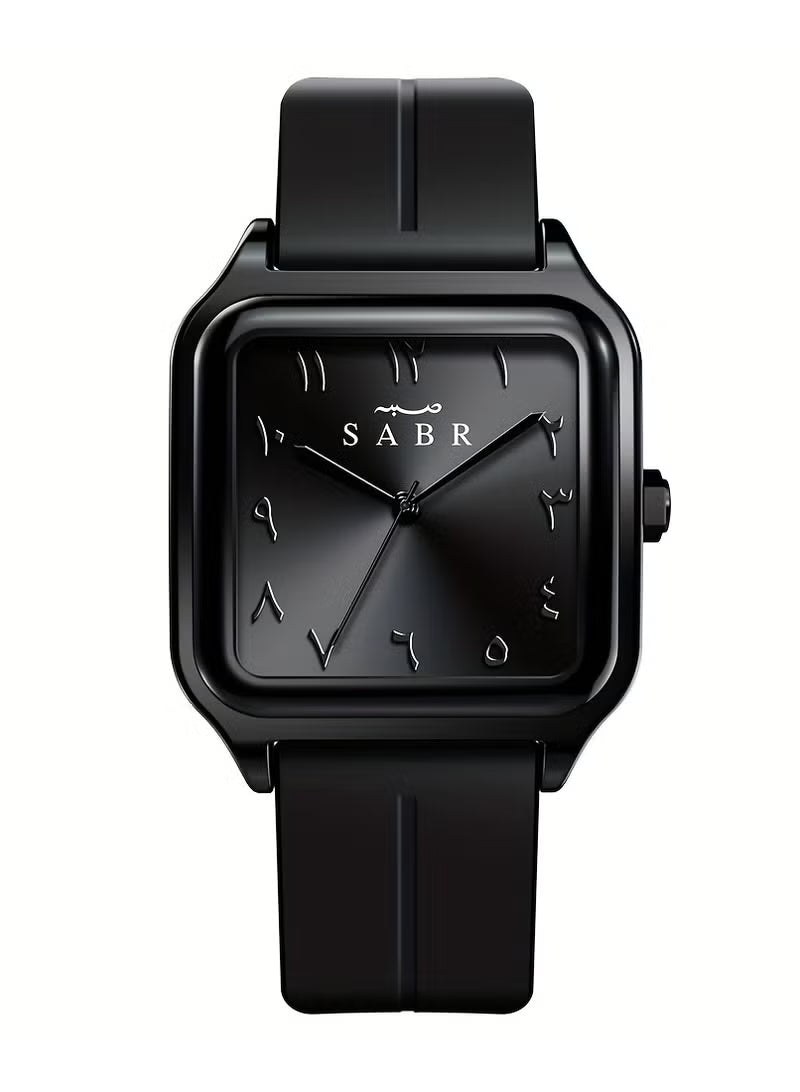 ⌚ SABA Urban Square Analog Watch – Minimalist Unisex Black Wristwatch with Silicone Strap | Modern Everyday Timepiece