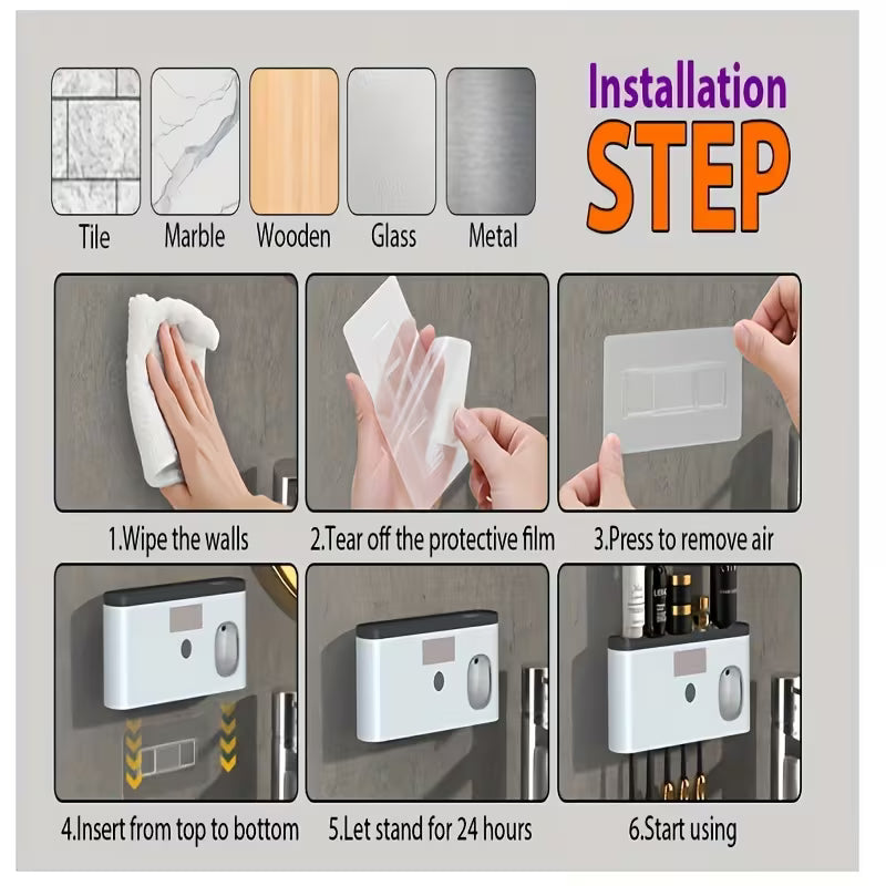 Smart Toothbrush Organizer with Automatic Toothpaste Dispenser