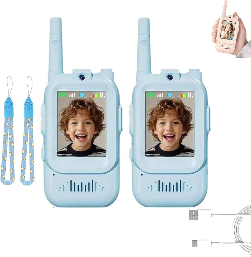 📷🎙️ Video Walkie Talkies for Kids 2 Pack(Blue&Pink) – HD Camera, Voice Changer, Screen Display & Two-Way Video Communication Toy