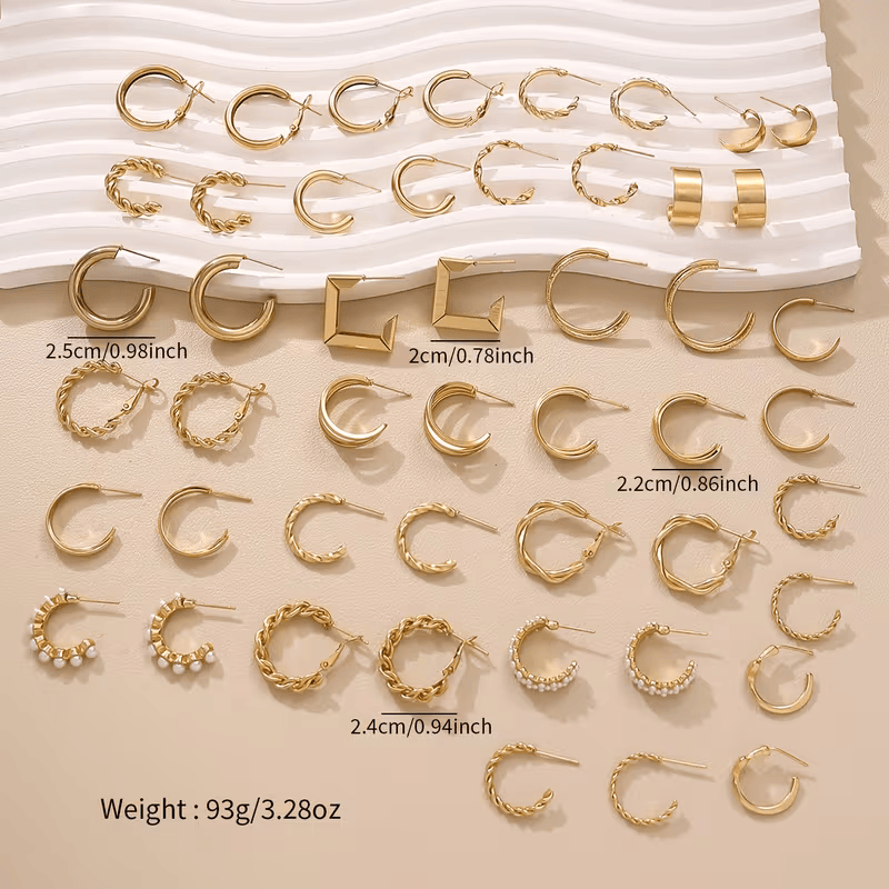 48pcs 24pair C-Shaped Women's Earring Set ✨