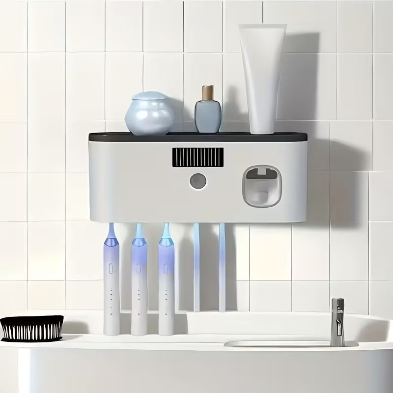 Smart Toothbrush Organizer with Automatic Toothpaste Dispenser