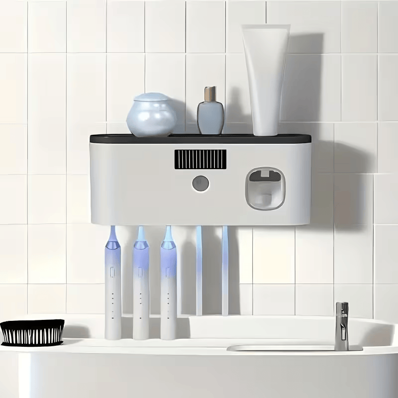 Smart Toothbrush Organizer with Automatic Toothpaste Dispenser